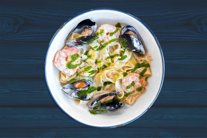 Паста сливочная  с морепродуктами